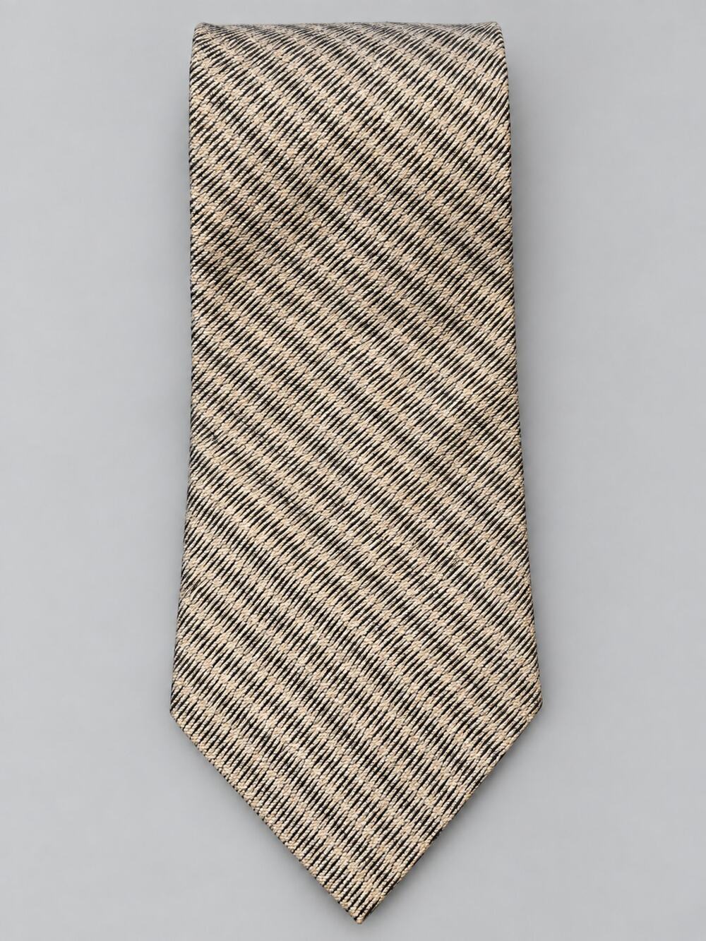 Paco Rabanne Paris Men’s Silk Tie Beige Black Diagonal Stripe